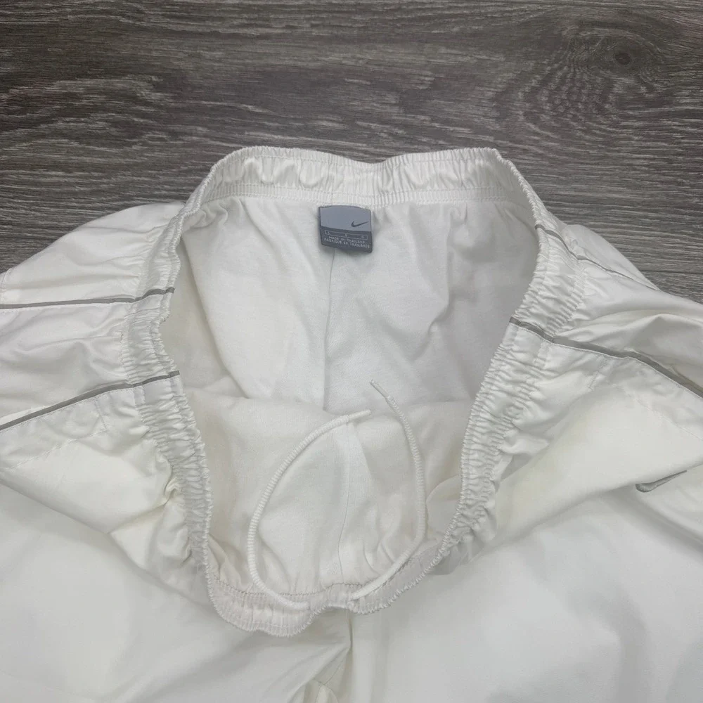 Vintage Nike Track Pants Mens Large White Baggy Ankle Zip Side Swoosh 90s Y2K